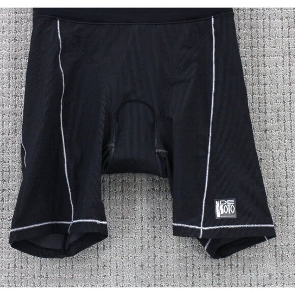 De Soto Cycling Shorts Womens Large L Black Solid Stretch Padded Outdoor Sports - Picture 3 of 7